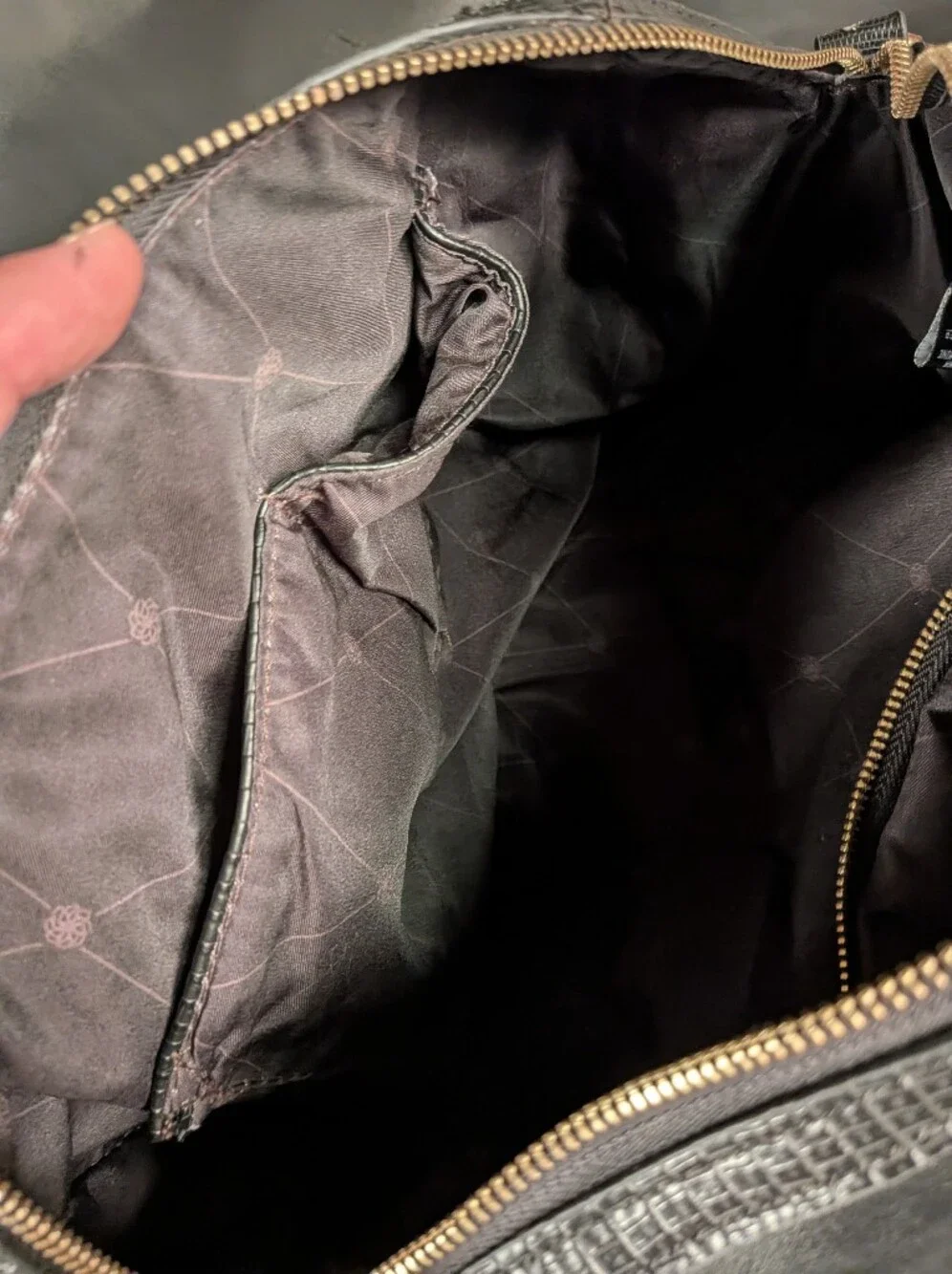 MMS Black Faux Leather Purse with White Print on the sides
